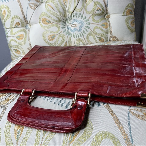 Vintage Eel Skin Red Briefcase Portfolio Bag - Picture 2 of 6
